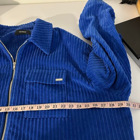Nahmias Men's Blue Corduroy Full Zip Boxy Jacket Size XXXL Long Sleeve Collared - Picture 12 of 15